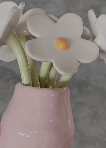 Pastel Pembe Seramik Gül - Görsel 3