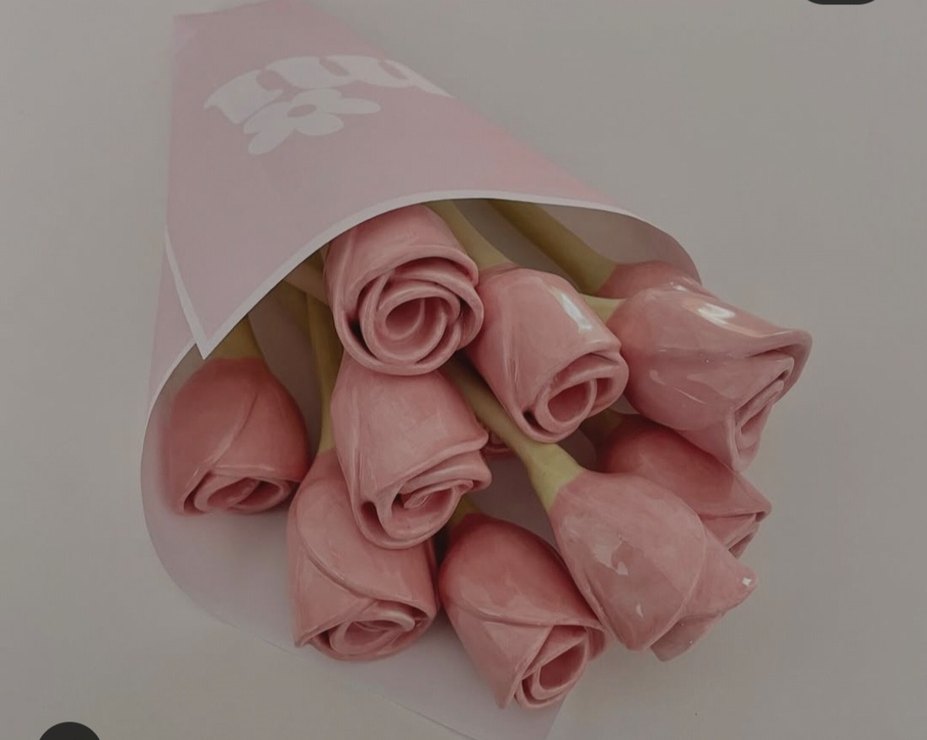 Pastel Pembe Seramik Gül - Görsel 2