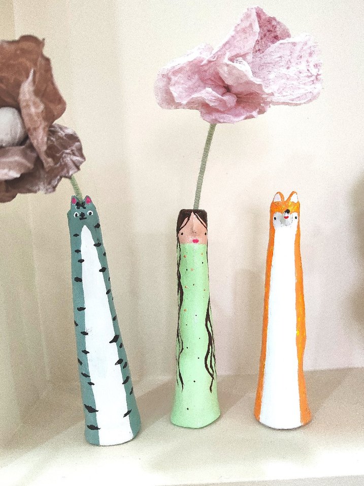 Pastel Renkli Karakter Figürlü Vazo Seti - Görsel 2