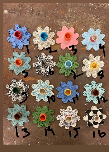 Bohem Çiçek Şeklinde Seramik Mumluklar - Görsel 2