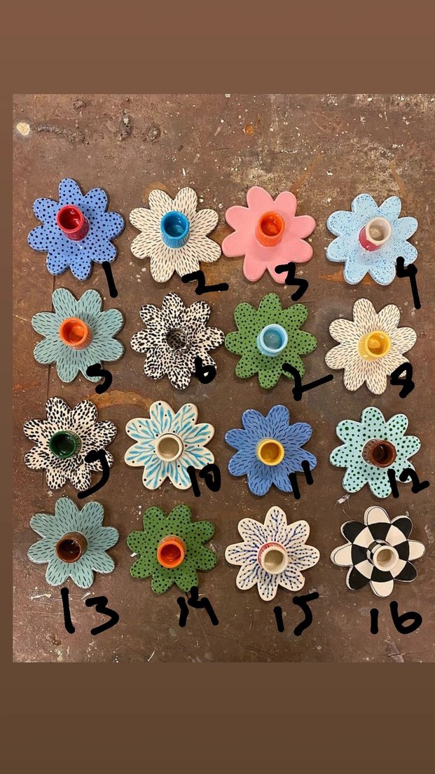 Bohem Çiçek Şeklinde Seramik Mumluklar - Görsel 2