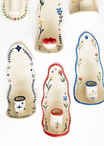 Çiçek Desenli Mumluk - Görsel 3