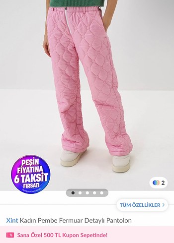 Diğer Pembe Kapitone Rahat Pantolon
