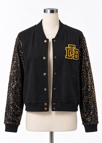 LTB Siyah Lb Monogramli Varsity Ceket