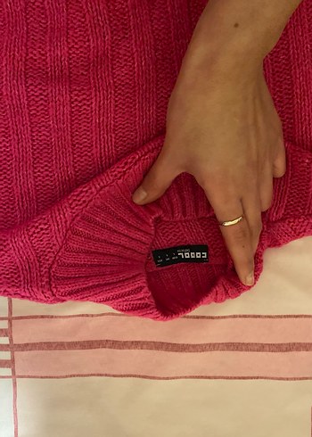 Bohem Tarz Kısa Pembe Balıkçı Yaka Kazak - Görsel 3