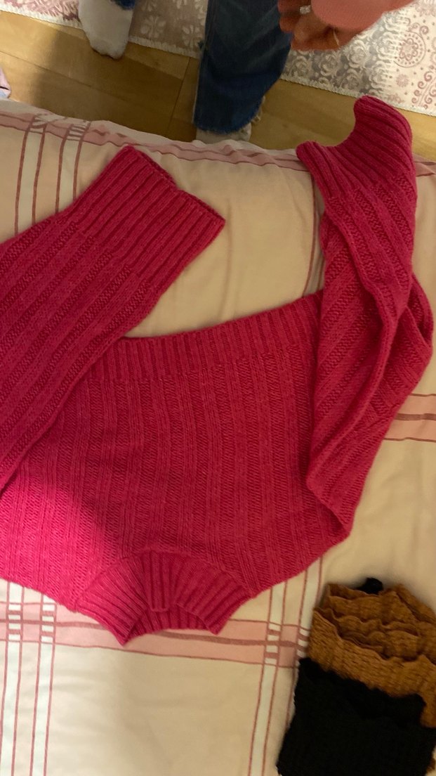 Bohem Tarz Kısa Pembe Balıkçı Yaka Kazak - Görsel 2