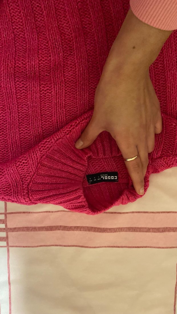 Bohem Tarz Kısa Pembe Balıkçı Yaka Kazak - Görsel 3