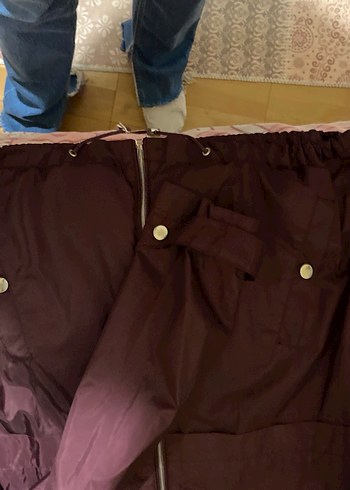 Bordo Kapüşonlu Fermuarlı Kadın Ceket - Görsel 2