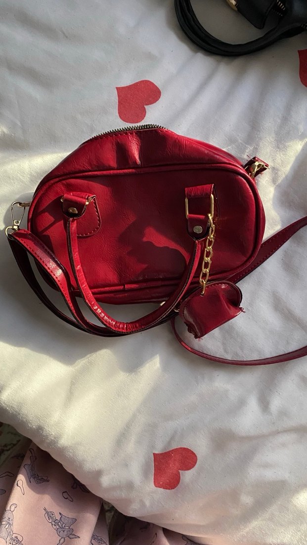 Bordo Deri Kadın Çanta Fermuarlı - Görsel 2