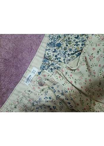 Çiçek Desenli Bohem Kadın Keten Pantolon - Görsel 4