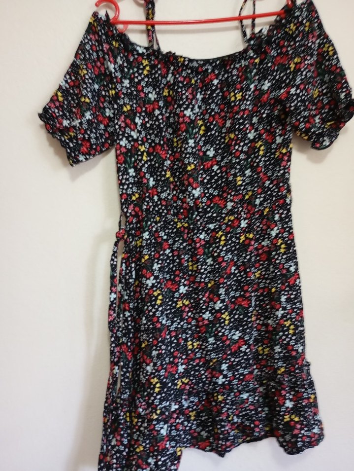 Renkli Bohem Mini Elbise - Görsel 3