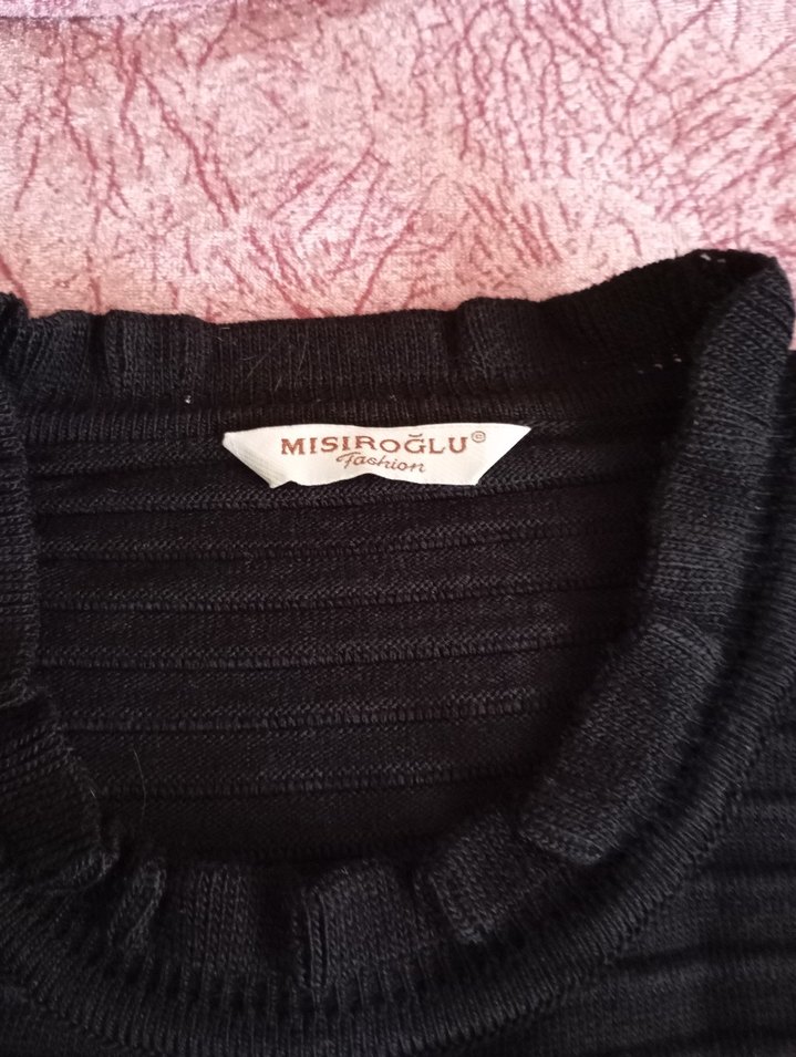 Düğmeli Siyah Kadın Tunik, Uzun Kollu, Salaş - Görsel 5