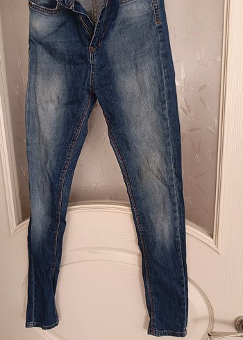 Düğmeli Kadın Mavi Denim Jean