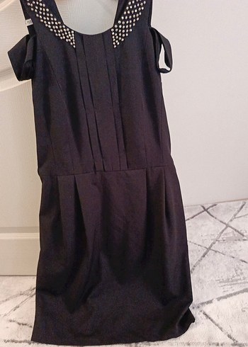 Siyah Pilili Strappy Midi Gotik Elbise