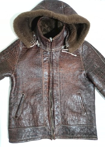 Kahverengi Erkek Çocuk Kürklü Deri Ceket - Görsel 4