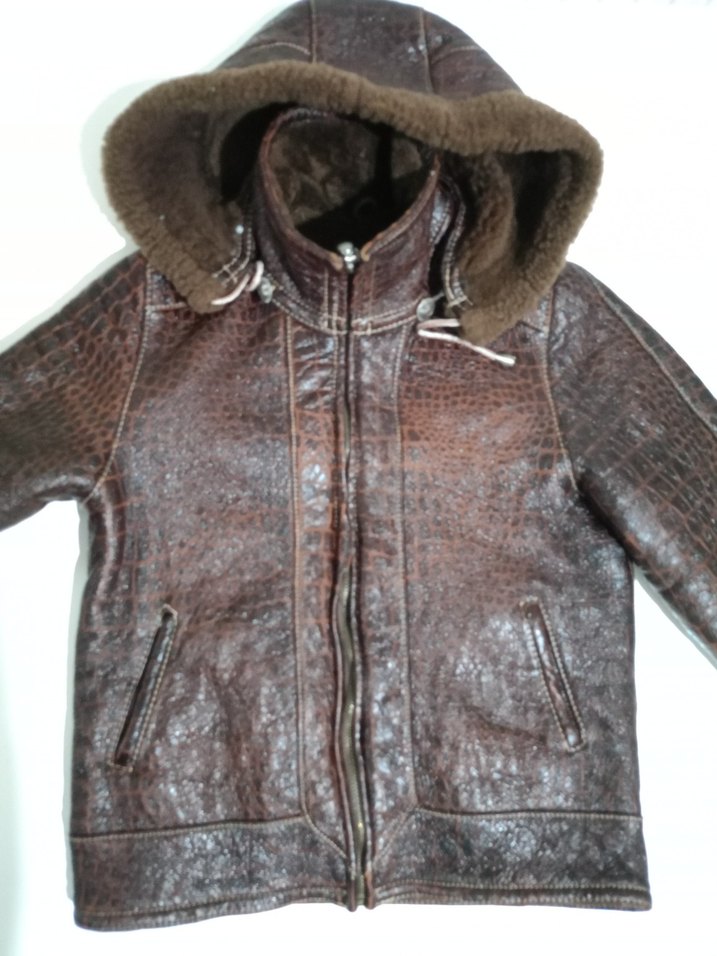 Kahverengi Erkek Çocuk Kürklü Deri Ceket - Görsel 4