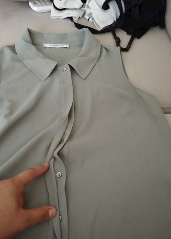 38 Beden haki Renk Düğmeli Kolsuz haki Gömlek