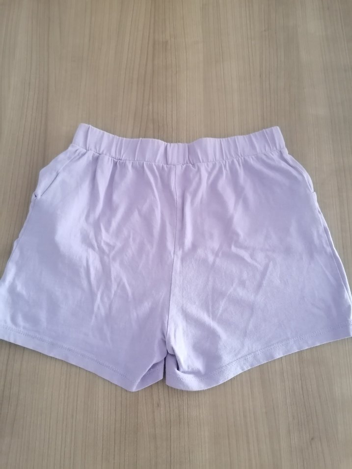 Pastel Mor Pamuklu Rahat Kesim Mini Şort - Görsel 2