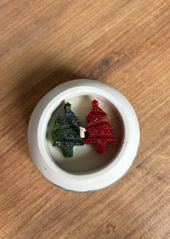 Renkli Ağaç Figürlü Beyaz Mumluk - Görsel 2