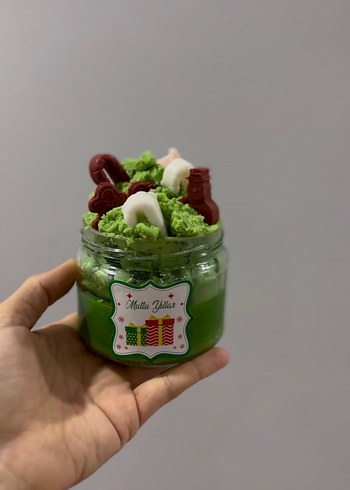 Renkli Yeşil Mum ve Dekoratif Kabı - Görsel 2