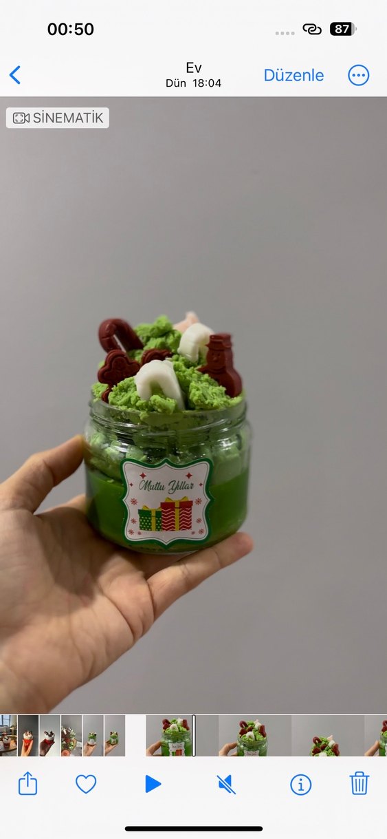 Renkli Yeşil Mum ve Dekoratif Kabı - Görsel 2