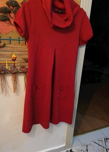 Kırmızı Midi elbise - Görsel 4