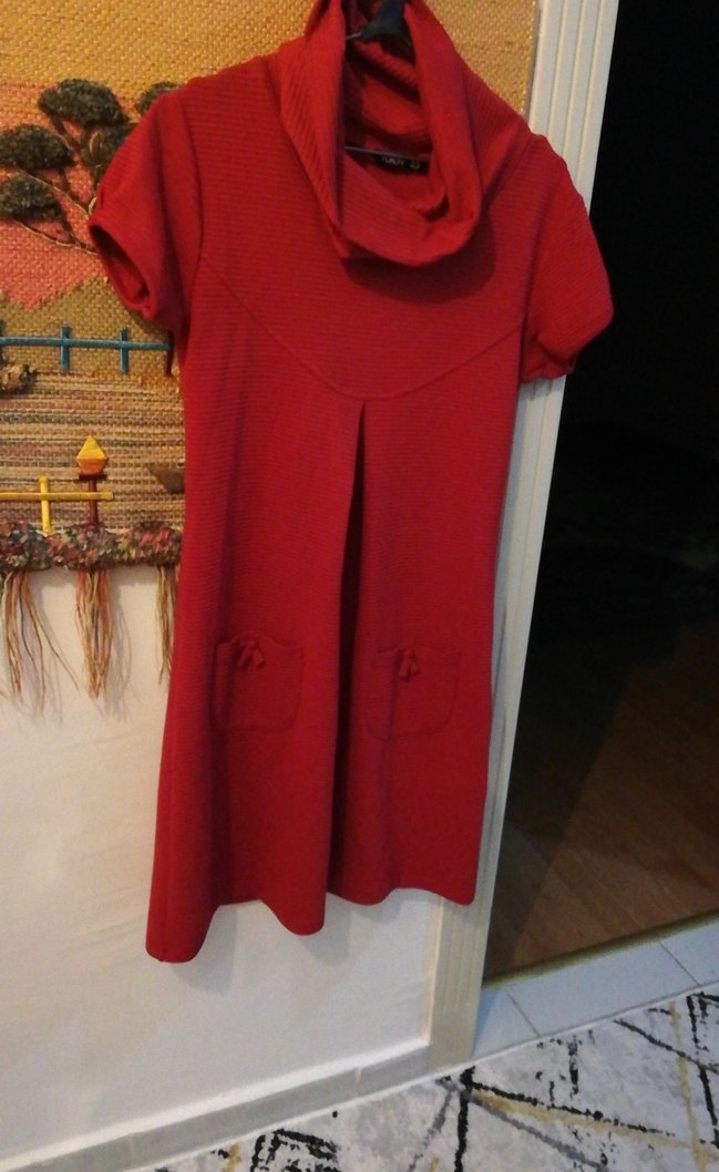 Kırmızı Midi elbise - Görsel 4