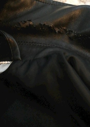 Kadın Siyah Deri ceket - Görsel 4