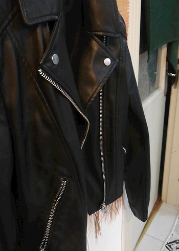 Kadın Siyah Deri ceket - Görsel 2