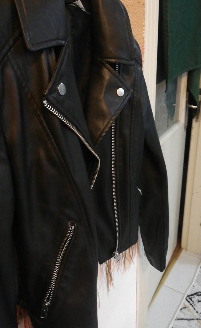 Kadın Siyah Deri ceket - Görsel 2