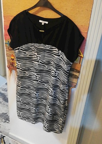 Zebra Desenli Siyah ofis elbisesi - Görsel 2