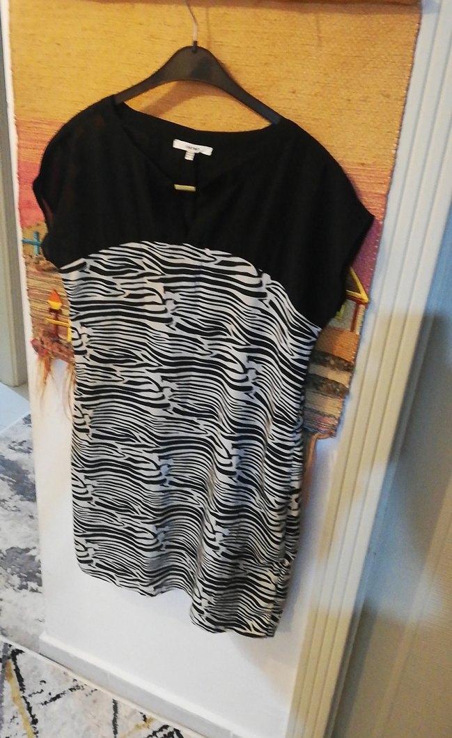 Zebra Desenli Siyah ofis elbisesi - Görsel 2