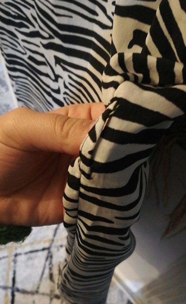 Zebra Desenli Siyah ofis elbisesi - Görsel 3