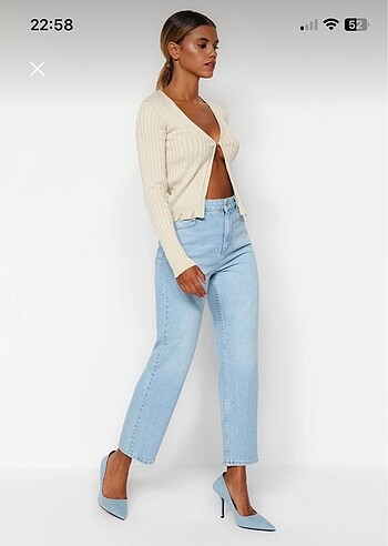Trendyol & Milla Açık mavi yüksek bel straight jean