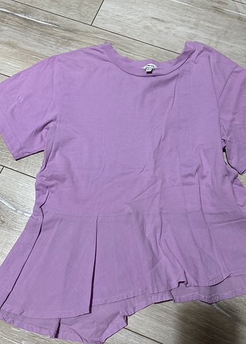 Mor Keten Pliseli Tişörtü