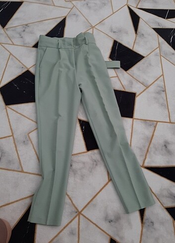 36 Beden turkuaz Renk Yüksekbel yeşil pantolon