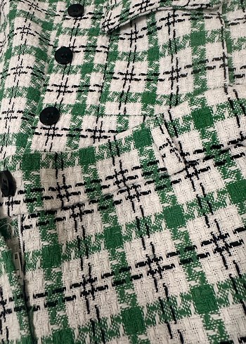 Yeşil Ekoseli Şortlu Örgü Takım - Görsel 3