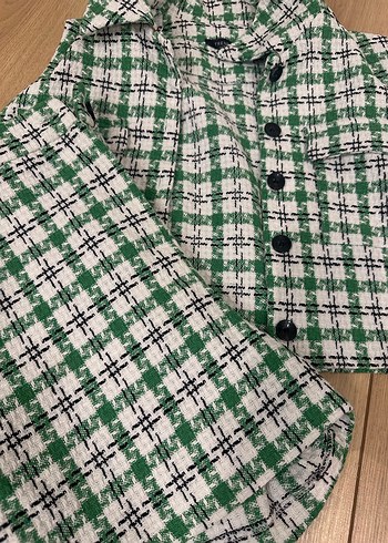 Yeşil Ekoseli Şortlu Örgü Takım - Görsel 6