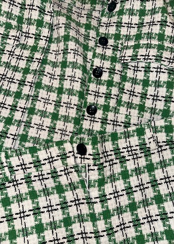 Yeşil Ekoseli Şortlu Örgü Takım - Görsel 2