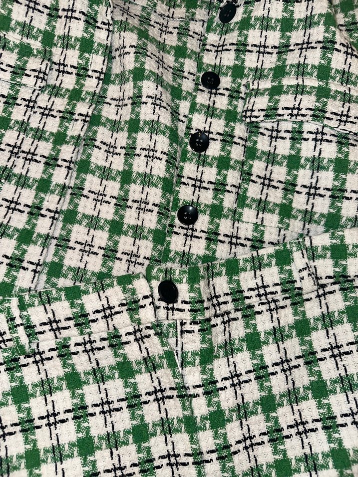 Yeşil Ekoseli Şortlu Örgü Takım - Görsel 2