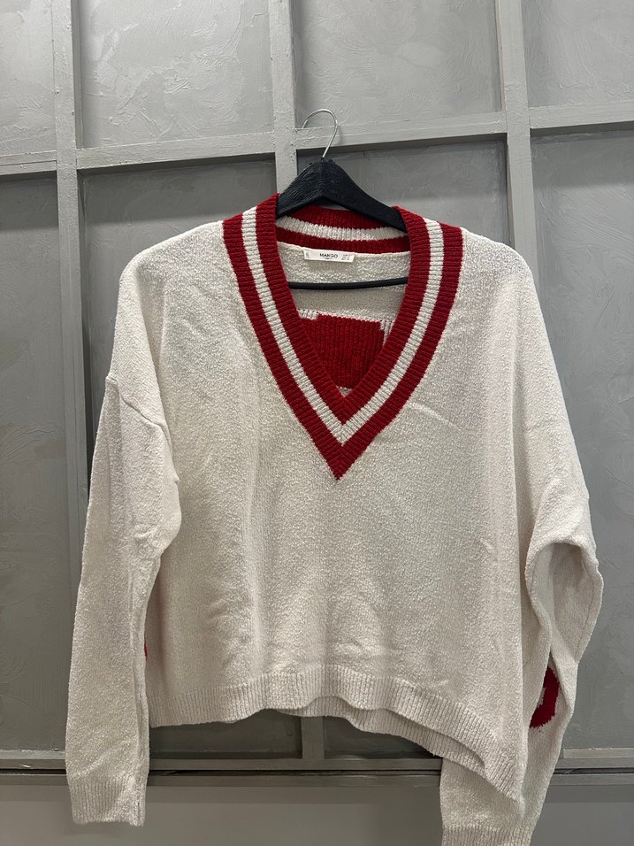 V Yaka Kadın Triko Kazak - Görsel 2