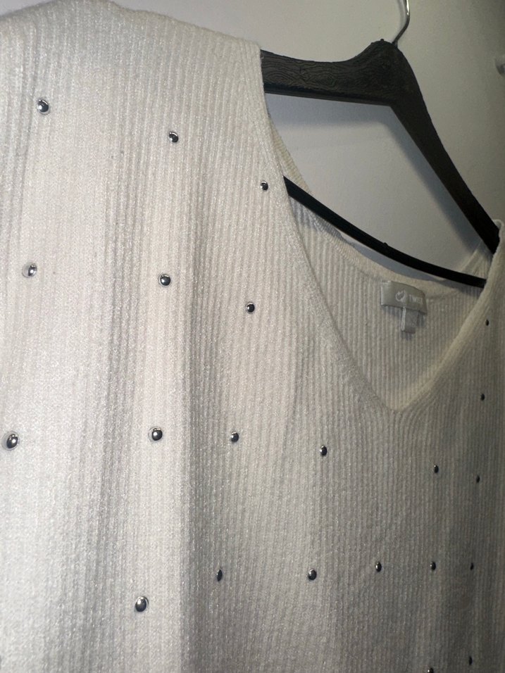 V Yaka Gümüş Detaylı Kadın Kazak - Görsel 5