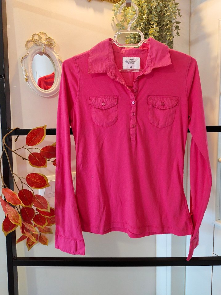 Kadın Pembe Uzun Kollu Pamuklu Gömlek - Görsel 3