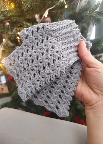 Bohem Gri Örgü Kadın Eldiveni hemen kargo - Görsel 2