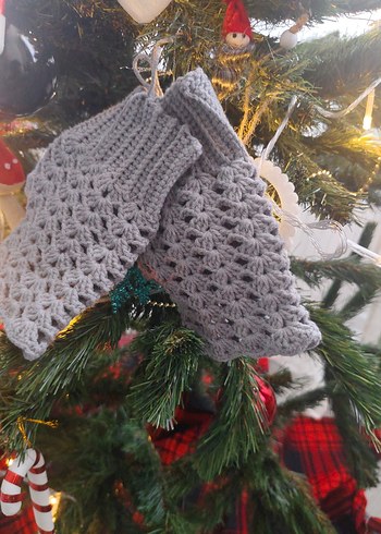 Bohem Gri Örgü Kadın Eldiveni hemen kargo - Görsel 4