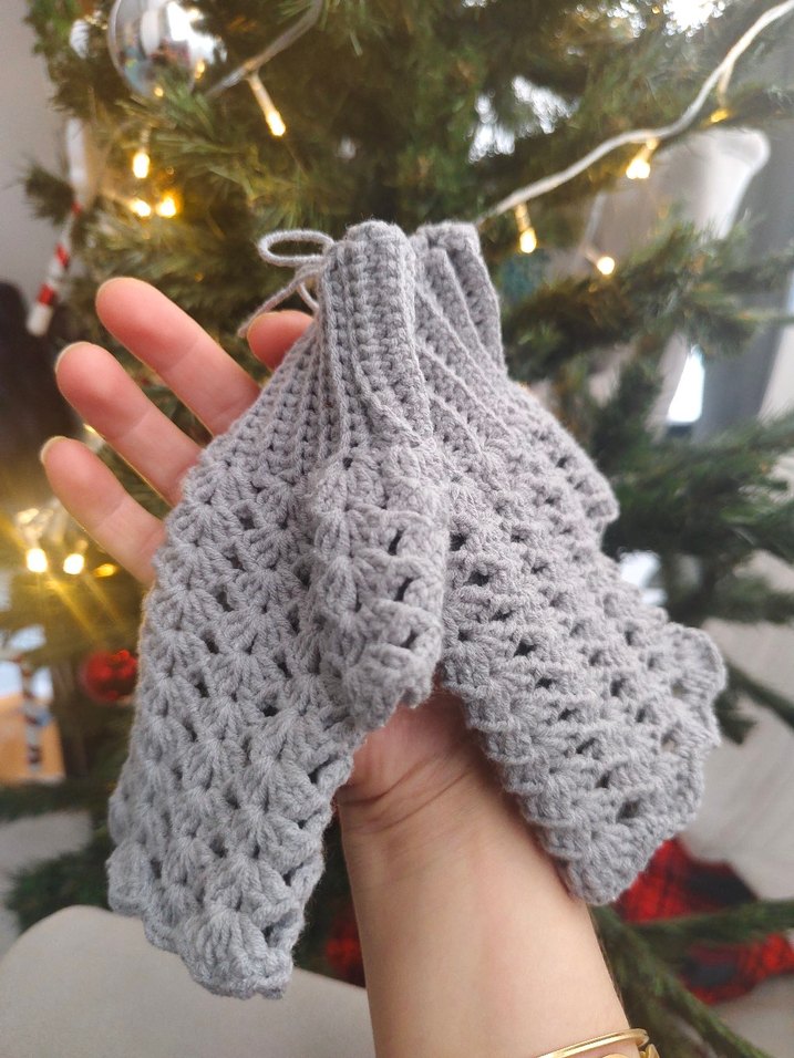 Bohem Gri Örgü Kadın Eldiveni hemen kargo - Görsel 3