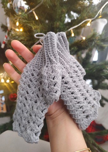 Gri Örgü Kadın Eldivenleri - Görsel 2