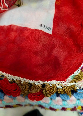 Püsküllü Bohem Renkli tülbent - Görsel 5