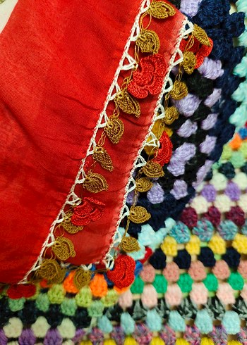 Püsküllü Bohem Renkli tülbent - Görsel 2