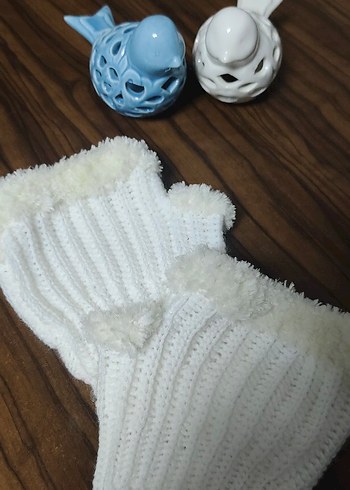 Beyaz Örgü Kadın Eldiveni - Görsel 2